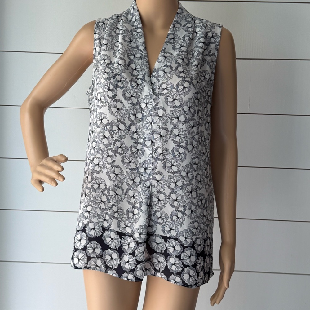 Shelli Segal Floral Black and White Women's Top Sz S